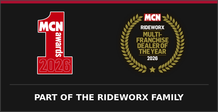 MCN Awards 2026 Number One and Rideworx Multi-Franchise Dealer of the Year 2026. Part of the Rideworx family.